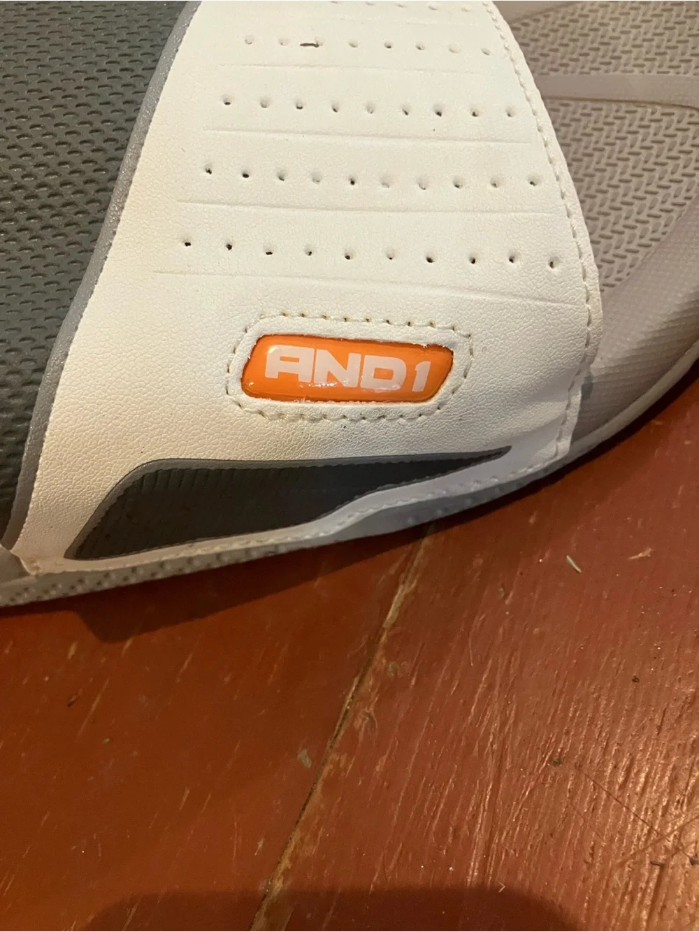 And1 White and Gray Slide with Orange Logo flip-flop